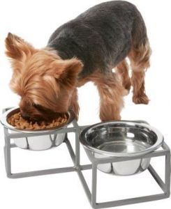 Frisco Diamond Dog & Cat Double Bowl Diner