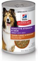 Hill's Science Diet Adult Sensitive Stomach & Skin Tender Turkey & Rice Stew Canned Dog Food