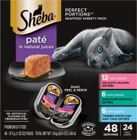 Sheba Perfect Portions Seafood Pate Variety Pack Grain-Free Cat Food Trays, 2.6-oz, case of 24 twin-packs