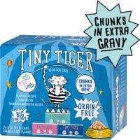 Tiny Tiger Chunks in EXTRA Gravy Seafood Recipes Variety Pack Grain-Free Canned Cat Food, 3-oz, case of 24