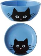 Bundle: Frisco Cat Face Non-skid Ceramic Cat Bowl, Blue, 1.25 Cup + Frisco Cat Face Non-skid Ceramic Cat Dish, Blue, 0.50 Cup